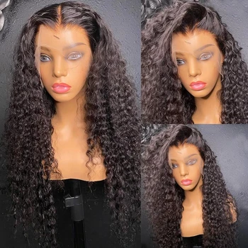 бразилски Remy къдрава 13x4 дантела фронт човешка коса перуки 30 32 инча Transprent хлабав дълбоко вълна 5x5 дантела затваряне перука за черни жени