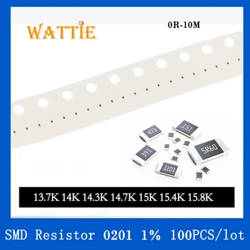 SMD резистор 0201 1% 13.7K 14K 14.3K 14.7K 15K 15.4K 15.8K 100PCS / партида чип резистори 1 / 20W 0.6mm * 0.3mm