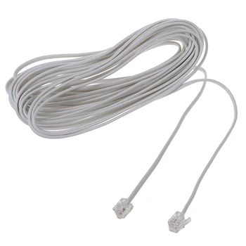 5Pcs 9M 30Ft RJ11 6P2C модулни телефонни кабели Wire White
