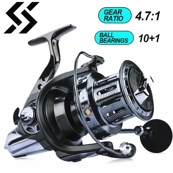 Sougayilang Риболовна макара 10000 Series Spinning Reel 4.7:1 Gear Ratio All for Fishing Max Drag 20kg Saltwater Carretilha de Pesca