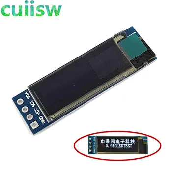0.91 инча 128x32 I2C IIC сериен бял / син OLED LCD дисплей модул 0.91