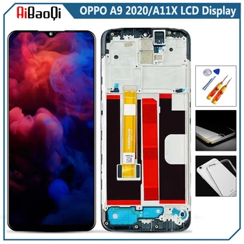 оригинал за OPPO A9 2020 CPH1937 LCD дисплей екран сензорен дигитайзер събрание за 6.5 инчов OPPO A11X с рамка замяна