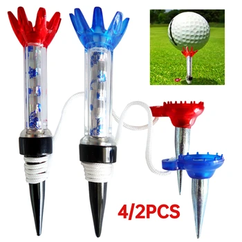 4/2PC 80mm Golf Tee Пластмасови магнитни стъпка надолу Държач за топка за голф Тройници за голф обучение Композитни топки за тренировка Аксесоари за голф