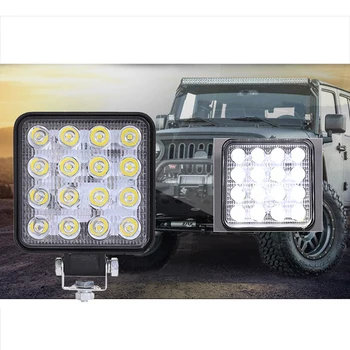 48W Квадратни фарове за мъгла Лампа за кола Диодни LED фарове SUV камион шофиране прожектор Работна светлина за ремонт на автомобили Къмпинг