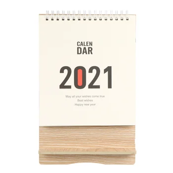 2021 Календар Многофункционална стойка Ежедневно дървено бюро Мини статив скоба хартия студент сгъване