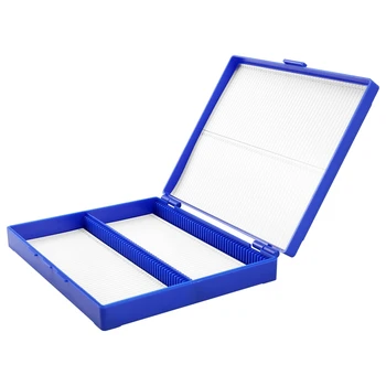 Royal Blue пластмасов правоъгълник Hold 100 Microslide Slide микроскоп кутия
