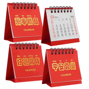 2024 Мини настолен календар Китайски календар Настолен флип календар Месечен календар Бележник График Планировчик Календар за