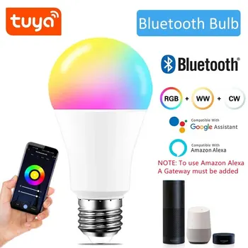 Tuya Bluetooth LED крушка Smart Life APP Control Dimmable 9W E27 220V RGB + CW + WW лампа за промяна на цвета Съвместим IOS / Android