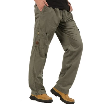 Мъжки ежедневни памучни панталони пролетни есенни гащеризони хлабав борба торбести тактически панталони армия военни карго панталони плюс размер 6XL