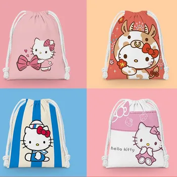 New Sanrio Hello Kitty грим чанта Коледа Kawaii карикатура котка джоб шнур съхранение чанта преносим измиване пътуване козметична чанта