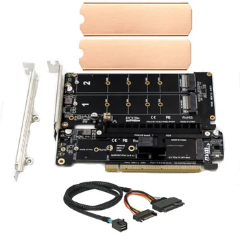 PCIE 4.0 X16 към M.2 NVMe адаптер за разделяне на карти PCI Express към U.2 SFF8643 адаптер с меден радиатор