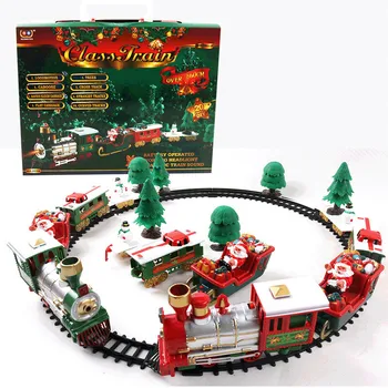 Коледа електрически влак играчка железопътен автомобил мини влак песен рамка със звукова светлина коледно дърво декори детска играчка Нова година Коледа подарък