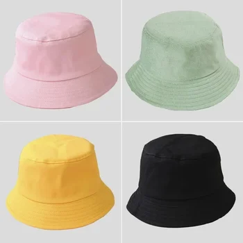 Унисекс памук кофа шапки лято сгъваем слънцезащитен крем панама шапка плътен цвят хип-хоп широка периферия плаж UV защита рибар шапка