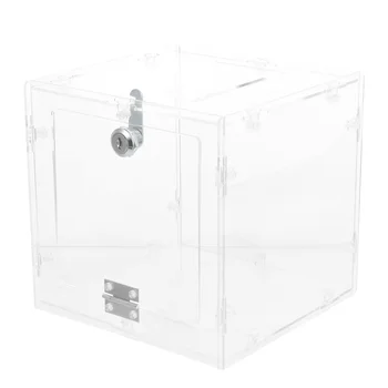 Eringogo Акрилна кутия за дарения Lock Clear Ballot Предложение Box Контейнер за съхранение на пари Кутия за томбола Съвет буркан Набиране на средства Гласуване