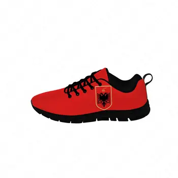 Албания Флаг орел маратонки мъжки женски тийнейджър ежедневни обувки платно бягане кърпа обувки 3D печат дишаща лека обувка