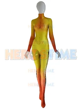 Висококачествен 3D печат Tracer Cosplay костюм Цялото тяло Стегнат zentai Котешки костюм Видео игра Undersuit Tracer костюми Гащеризон