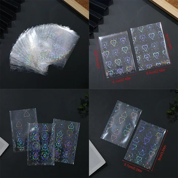Laser Rainbow Heart Flash Card Holder Board Game Card Sleeves Sweet Heart Foil Transparent Laser Clear YGO PKM Photo Kpop