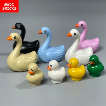 MOC тухли патица лебед животински мост езеро ферма сцена изглед DIY модел сглобени строителни блокове играчки за деца деца подаръци