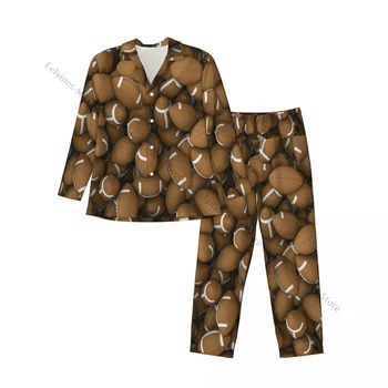 Мъжки пижами Комплекти Начало Костюми Американски футбол Спално облекло Свободно домашно облекло Ежедневни комплекти с дълъг ръкав