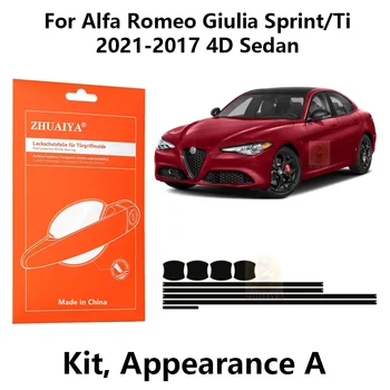 ZHUAIYA Предпазители на ръба на вратата Дръжка на вратата Чаша Филм за защита на боята TPU PPF За Alfa Romeo Giulia Sprint / Ti 2021-2017 4D седан