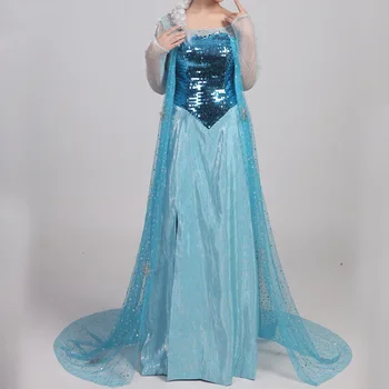 Най-високо качество кралица Елза косплей костюм рокля за Хелоуин парти жени момиче по поръчка