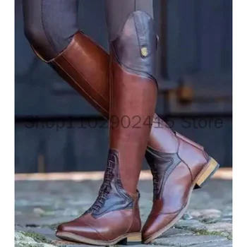 2023 Нова дамска средновековна кожена обувка Средновековни боти Викториански ренесансови обувки за обувки Женски рицарски ботуши