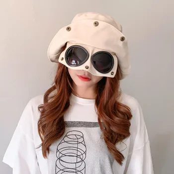 2021 Мода Унисекс памук жени мъже кофа капачка със слънчеви очила Слънцезащитен пилот Рибарска шапка Жена