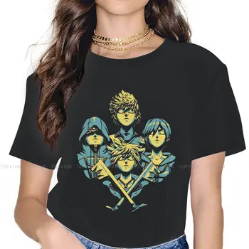 Рапсодия сърца Ярка зора Дамска тениска Kingdom Hearts Riku Game Ladies Tees Kawaii O-образно деколте върхове Основна тениска Loose