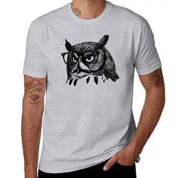 Нова хипстърска сова - животно с очила тениска блуза персонализирани тениски бързосъхнеща тениска мъжко облекло