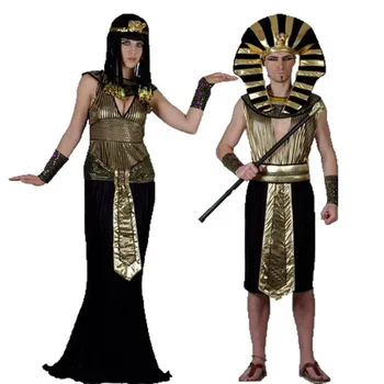 Египет фараон косплей костюми за карнавално парти Възрастни Крал Мъже Жени фантазия рокля костюм празник