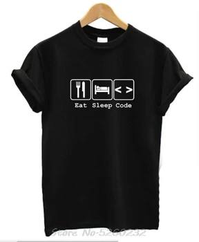 EAT SLEEP CODE T-Shirt Мъжки Дамски Компютърни науки програмист Geek Java C html Мъжки тениски Къс ръкав Tees Streetwear