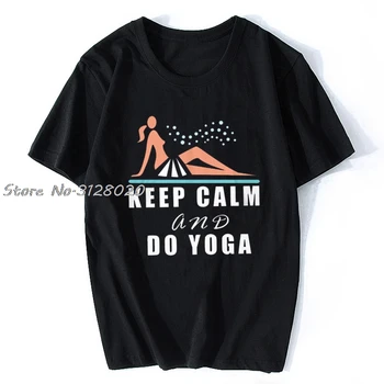 Мъжка тениска Запазете спокойствие и направете йога тениска Дамска тениска Мъжка памучна TShirt Tees Tops Streetwear Harajuku