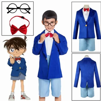Аниме детектив Конан Cosplay костюм случай затворен Edogawa Конан възрастни деца училище униформа комплекти за мъже жени Джими Кудо