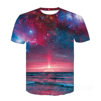 2023 Лято Звездно небе тениски 3d тениска хип-хоп мъжко облекло Китай ризи Смешни T риза отпечатани Обло деколте чай