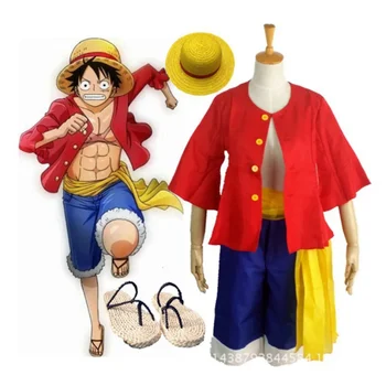 Аниме маймуна D.Luffy косплей костюм маймуна D.Luffy шапка с обувки косплей пълен комплект