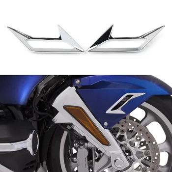 2Pcs GL1800 мотоциклет преден калник отдушник подстригване акцент капак за всмукване на въздух капачка хром ABS за Honda Goldwing GL 1800 2018 2019 2020