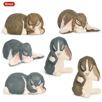 Oenux сладък селскостопански животни симулация заек зайче заек заек модел действие фигура декорация PVC образователни миниатюрни деца играчка подарък