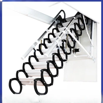 Таванско телескопично стълбище удебелено напълно автоматично електрическа вила невидима дуплексна стълба сгъваема издърпваща стълба вътрешна hou