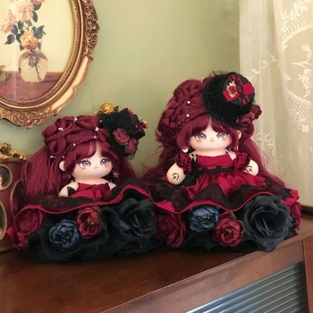 Аниме чанта аксесоари сладък Лолита червено мека копринена перука момиче плюш 20 см 28 см кукла тяло роза пола игра Cosplay C