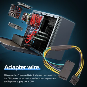 ATX 24Pin към 8Pin захранващ кабел 18AWG Поддръжка на захранване 1000W Електрически кабел за DELL Optiplex 3020 7020 9020 8-пинов