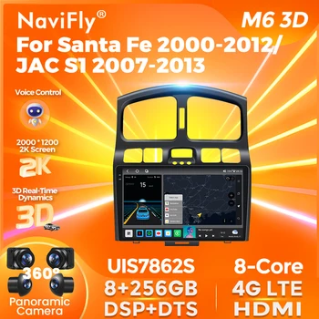 NaviFly 2Din Android Car Radio за Hyundai Classic Santa Fe 2000-2004 JAC S1 (Rein) 2005-2015 Мултимедиен плейър Carplay Stereo