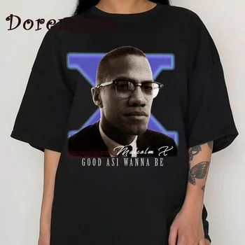 Мъжки тениски Vintage Malcolm X The Greatest Print T Shirts Summer Short Sleeve Hip Hop O Neck Oversized T-shirts Streetwear