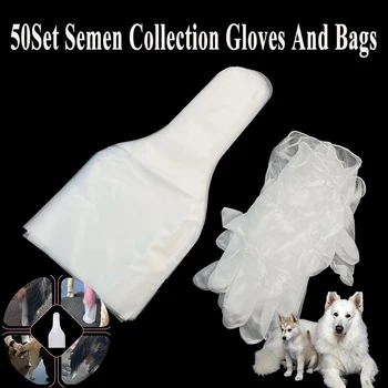 50PCS еднократна куче сперма колекция чанти и ръкавици винил преглед сперматозоиди събират изкуствено осеменяване домашни любимци клиника кучешки