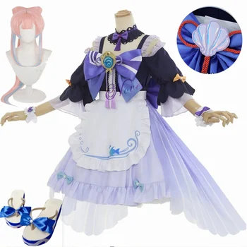 Game Genshin Impact Cosplay Sangonomiya Kokomi прислужница костюм сладък Лолита рокля жени момиче костюм Хелоуин рокля облекло