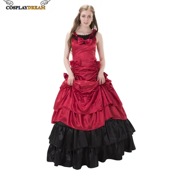 червена и черна бална рокля викторианска бална рокля готическа стиймпънк рокля маскарадна бална рокля вампирска женска костюмна рокля