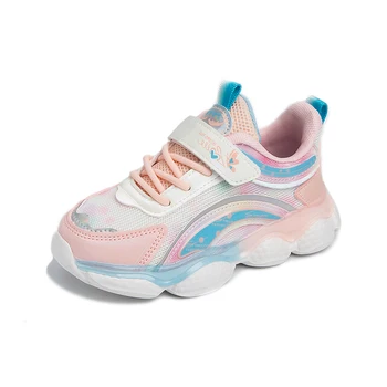 Нова мрежа мода лека детска спортна обувка момичета дишаща неплъзгащи тенис маратонки момчета случайни плоски детски обувки за бягане
