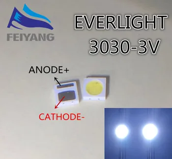 100pcs EVERLIGHT LED 3030 лампа мъниста 1W LCD TV подсветка лампа мъниста 3V студено бяло с ценер налягане