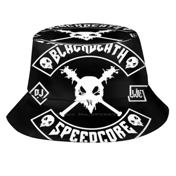 Black Death Mc [ White On Black ] Унисекс лятна шапка Слънцезащитна шапка Black Death Dj Live Act Darkness Speedcore Terror Pestilence