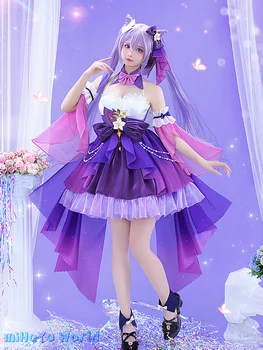 В наличност Genshin Impact Keqing Phantom Spirit Dream Cosplay Doujin вечерна рокля Keqing костюм Comic Con Party Подаръци за рожден ден