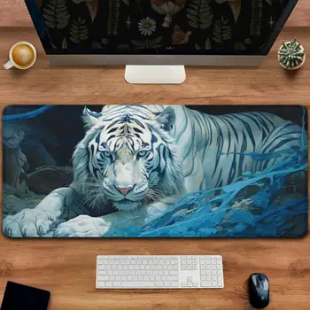 White Tiger AI Art Mouse Pad,Small Mouse Rug,Big Long MousePad XXL 900x400 800x300 700x300 600x300 Soft Desk Mat Keybaord Mat